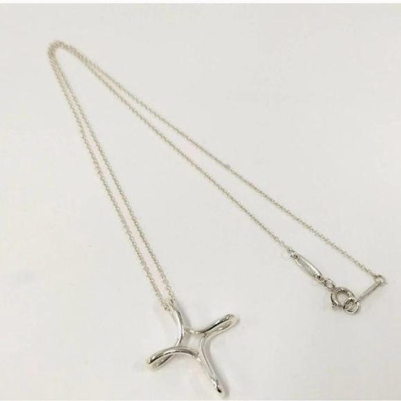 Tiffany & Co Elsa Peretti open Silver Cross Pendant Necklace - Picture 4 of 6
